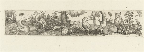 Frieze with fifteen birds, Pieter Serwouters, Hans Collaert (I), Marcus Geeraerts, c. 1607
