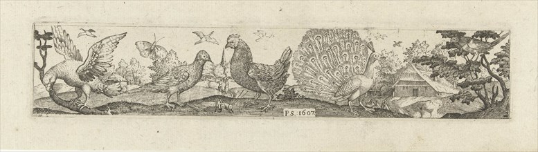 Frieze with nine birds, Pieter Serwouters, Hans Collaert (I), Marcus Geeraerts, 1607