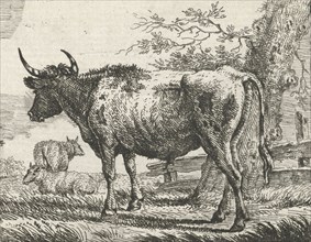 Standing cow with two sheep, Anthony Oberman, 1796 - 1845