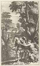 Fleeing shepherd, print maker: Abraham Bloteling, Zacharias Webber II, Pierre Marteau possibly, c.