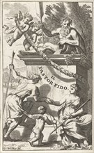 Title page for U.K. Guarini, Il pastor fido, print maker: Abraham Bloteling, Zacharias Webber II,