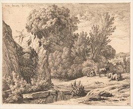 Landscape with Shepherd and three cows, Karel Dujardin, 1660