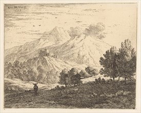 Landscape with four mountains, Karel Dujardin, 1659