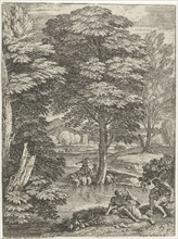 Herd at the foot of the tree, Adriaen van der Kabel, 1648 - 1705