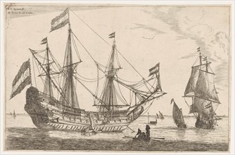 Great sailing and rowing, print maker: Reinier Nooms, Arthur Tooker, 1650 - 1675
