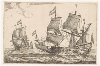 Two large warships, Reinier Nooms, 1650 - 1675