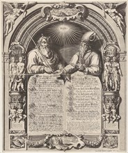 Moses and Aaron with the Tablets of the Law, Simon Frisius, Gerard Valck, 1670 - 1726