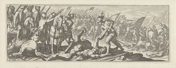 Soldiers on the battlefield, print maker: Simon Frisius, Antonio Tempesta, 1595 - 1628