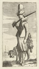 Falconer Clerk and hunting, print maker: Jan van de Velde II, Robert de Baudous, 1616