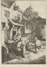 Humpback fiddler for an inn, Adriaen van Ostade, 1652 - 1656