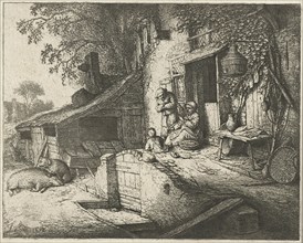 Spinning woman for a house, Adriaen van Ostade, 1652