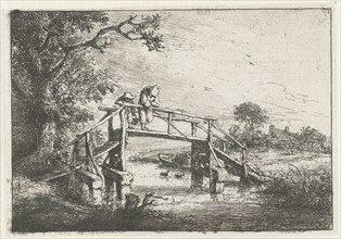 Two fishermen on a bridge, Adriaen van Ostade, 1647