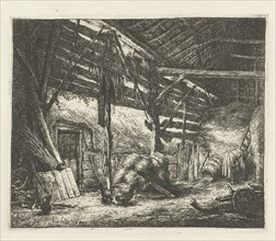 Interior of a barn, Adriaen van Ostade, 1647