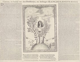 Allegory with the portrait of Gioseppe Francesco Borri, print maker: Theodor Matham, Jan Zoet