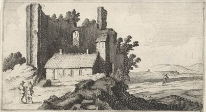 Chapel in ruins, print maker: Gillis van Scheyndel I, Antoine Perelle possibly, 1605 - 1653