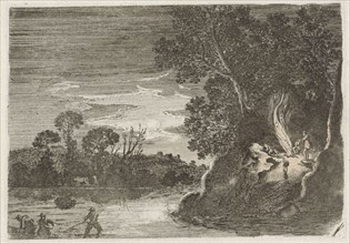 Figures around a campfire, Gillis van Scheyndel (I), 1631 - 1653