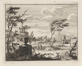 ruinous landscape with classical buildings, Anonymous, 1701