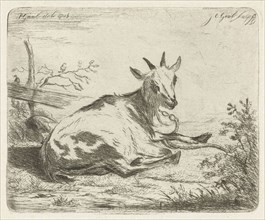 Lying goat, to the right, Jacobus Cornelis Gaal, 1851