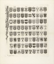 Lower left leaf of a set of nine prints, all with weapons of ancient lineages from Utrecht, The