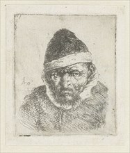 Bust of an old peasant with a pointed hat, Adriaen van Ostade, 1648 - 1650