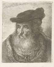 Portrait of an old man with beret, Johannes Mock, 1810 - 1884