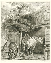 Two horses in a barn, Pieter Gerardus van Os, 1791 - 1839