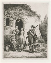 Company for the door of a house, print maker: Christiaan Wilhelmus Moorrees, 1811 - 1867