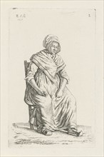 Sitting farmer from Wallonia Belgium, print maker: Anthonie Willem Hendrik Nolthenius de Man, 1828