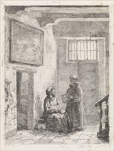 Sitting and standing monk, David van der Kellen (III), 1858