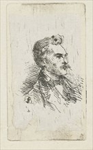 Portrait of artist Frederik Hendrik Weissenbruch, print maker: Bernardus Johannes Blommers, 1855 -