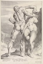 Rape of a Sabine woman, rear view, print maker: Jan Harmensz. Muller, Adriaen de Vries, Louis