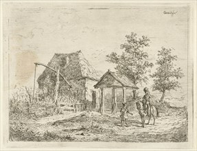 Cavalryman at ranch, Gerardus Emaus de Micault, 1813 - 1863