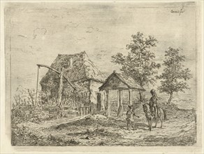 Cavalryman at farm, Gerardus Emaus de Micault, 1813-1863