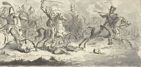 Cavalry during a battle, Gerardus Emaus de Micault, 1813 - 1863