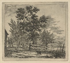 Dog in yard, Gerardus Emaus de Micault, 1835