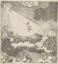 The elect are with the help of angels, back to Christ, directed upwards, print maker: Gillis van
