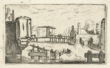 canal with drawbridge in a city, Anonymous, 1613 - 1680