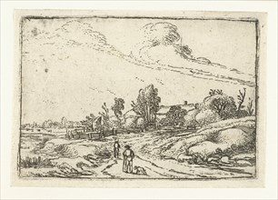 Path along a farm, print maker: Esaias van de Velde, 1615 - 1616