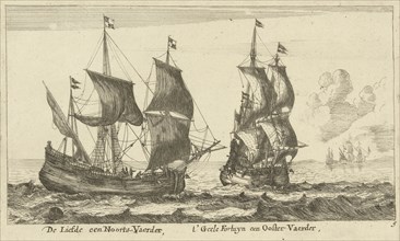 The ships' t Yellow Fortune and Love, Anonymous, Reinier Nooms, 1652 - 1714
