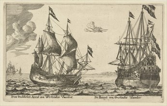 The ships De Parel and De Dubbele Arend, Anonymous, Reinier Nooms, 1652 - 1714