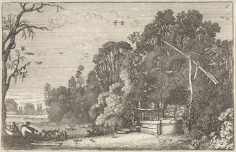 Trees Empire landscape with a well, Jan van de Velde (II), 1616