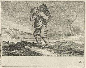 Dune landscape with a fisherman, Gillis van Scheyndel (I), Jan Porcellis, 1645