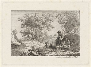 Shepherd with horse herd, Jacob Elias van Varelen, 1799