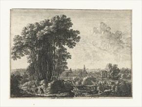 Landscape with Travellers, Gilles Neyts, print maker: Anonymous, Ioan Huysens, 1643 - 1681