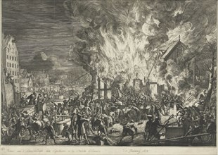Fire in the admiralty line jobs, 1673, attributed to Romeyn de Hooghe, 1673