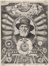 Portrait of Dirck Volckertsz Coornhert in allegorical frame, Theodor Matham, William II (Prince of