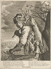 November: a hunter with his booty, Anonymous, Reinier van Persijn, Joachim von Sandrart, 1670 -