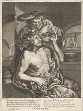 October, Bacchus who drinks wine, Anonymous, Reinier van Persijn, Joachim von Sandrart, 1670-1726