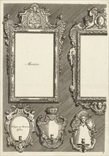 Two Rectangular Mirrors and Three Sconces, DaniÃ«l Marot I, print maker: Anonymous, after 1703 -
