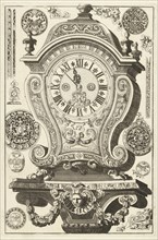 Clock on console with mask and garland, DaniÃ«l Marot I, Anonymous, Anonymous, after 1706 - before